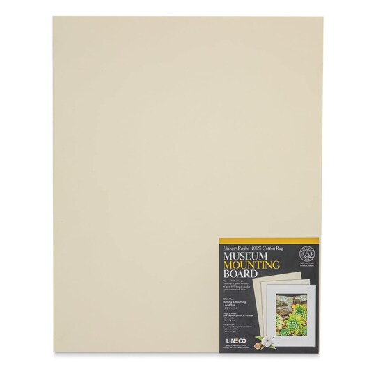 Lineco; Lineco Cotton Rag Museum Mounting Boards - Pkg of 25, Cream, 16" x 20"; Category:Canvas Hanging & Mounting; Image:1